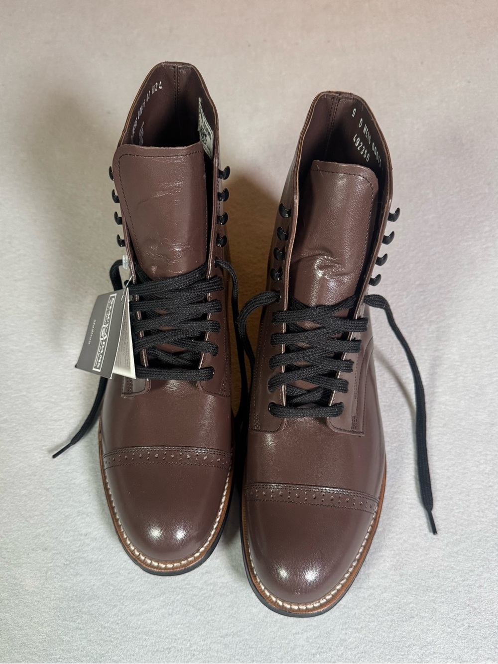 Stacy Adams Madison Men's Boots 9D Brown Kidskin Leather Cap Toe 00015-02 NWOB